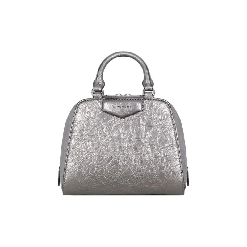 GIVENCHY Antigona Laminated Lambskin Shoulder Bag, Crossbody Bag, Handbag Women's Silver Gray-0