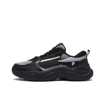 FILA FUSION Conch D Cushioning Breathable Low Top Casual Running Shoes Women's Black Silver
