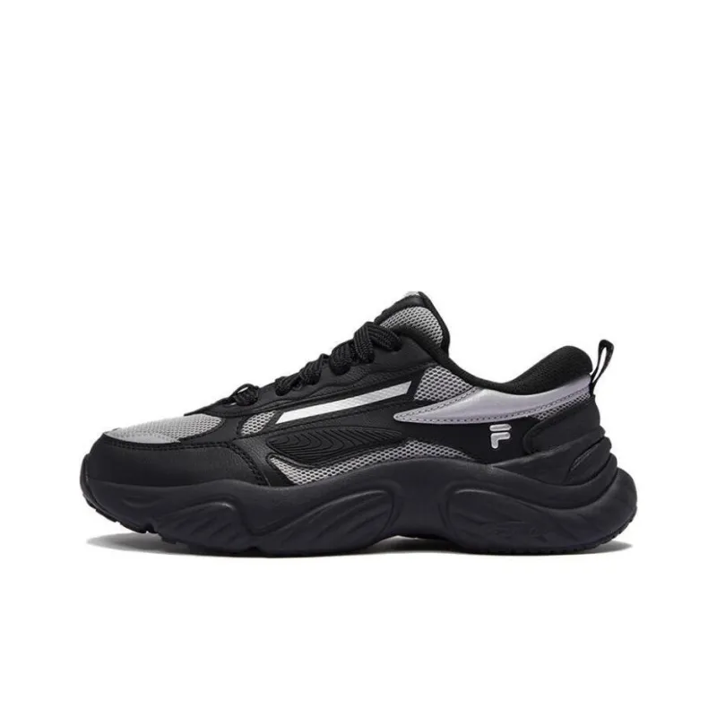 FILA FUSION Conch D Cushioning Breathable Low Top Casual Running Shoes Women's Black Silver-0