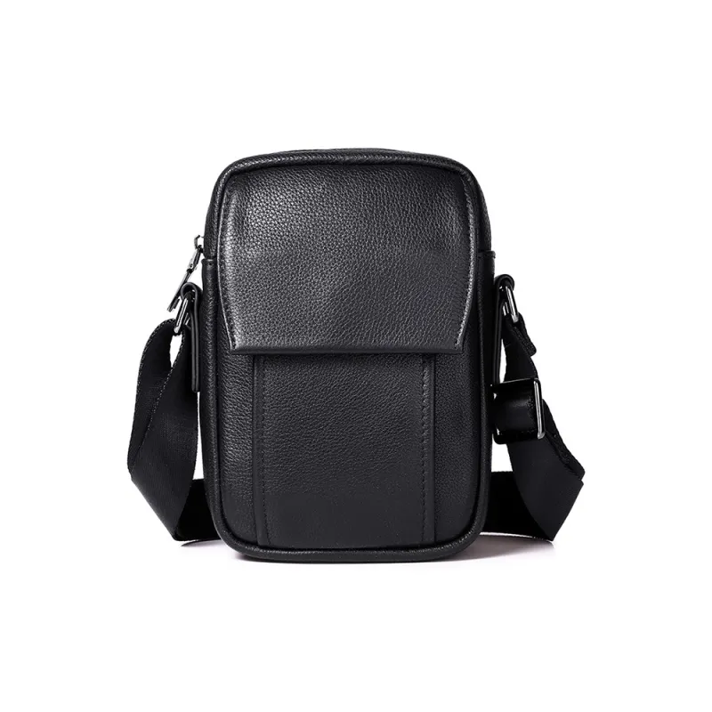DOSRFINI Genuine Leather Fashion Trend Medium Size Men's Black-0