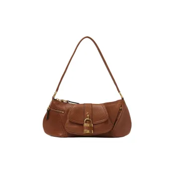 Chloe Shiny Grained Calf Leather Handbag Shoulder Bag Women's Clay Brown