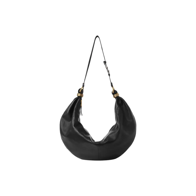 Chloe Grained Leather Shiny Grained Calfskin Shoulder Bag Large Size Women's Black-0