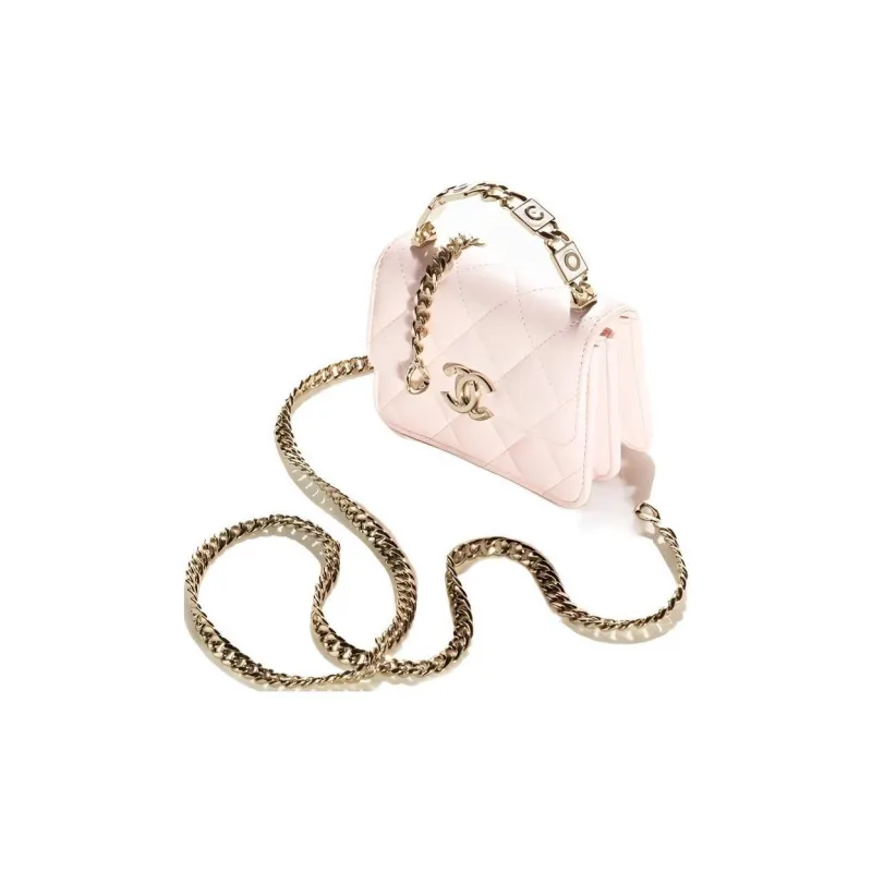 CHANEL 22SS Sheepskin Shoulder Bag, Crossbody Bag, Handbag Mini Women's Pink-1