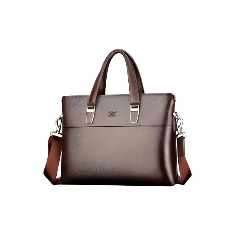 SEPTWOLVES Cow Leather Briefcase Regular Men's Black/Coffee-0