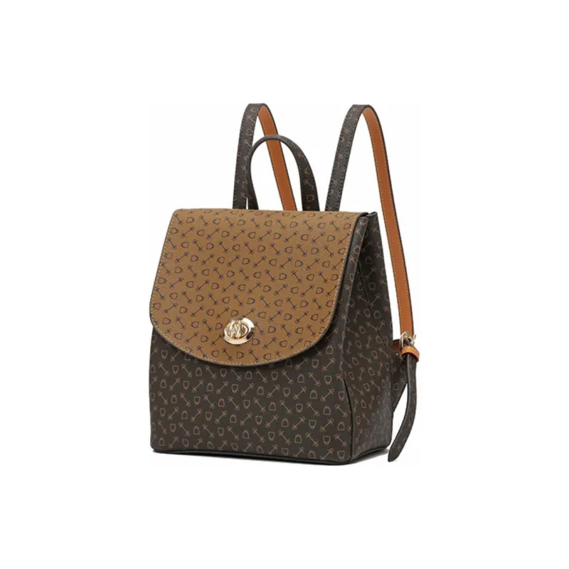 Why PVC Polyvinyl Chloride Backpack Medium Size Women's Coffee & Caramel/Coffee & Apricot-2