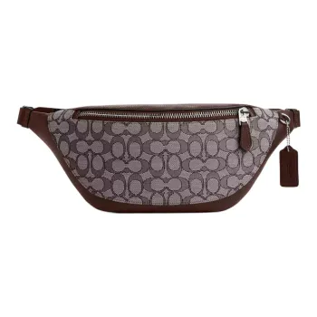 COACH Warren Jacquard Refined Pebbled Leather Fanny Pack Men's Silver & Oak & Maple