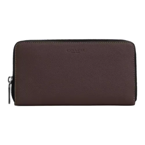 COACH Sports Calfskin Wallet Small Size Men's Silver & Maple Wood Color