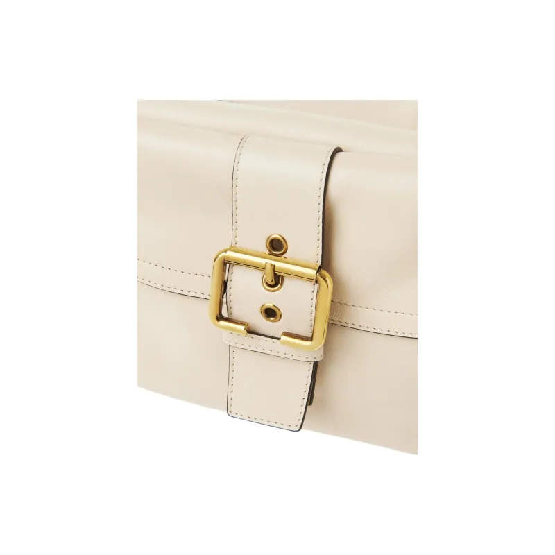 Chloe Natural Shiny Buffalo Leather Handbag Shoulder Bag Crossbody Bag Women's Beige-4