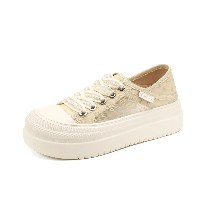 D:FUSE SCANDINAVIA Flat Shoes White Sneakers Anti-Slip And Wear-Resistant Lightweight Low-Top Skateboard Shoes Women's-1