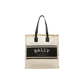 BALLY Crystalia Canvas With Leather Canvas Bag Tote Bag Shopping Bag Handbag Shoulder Bag Women's White & Black