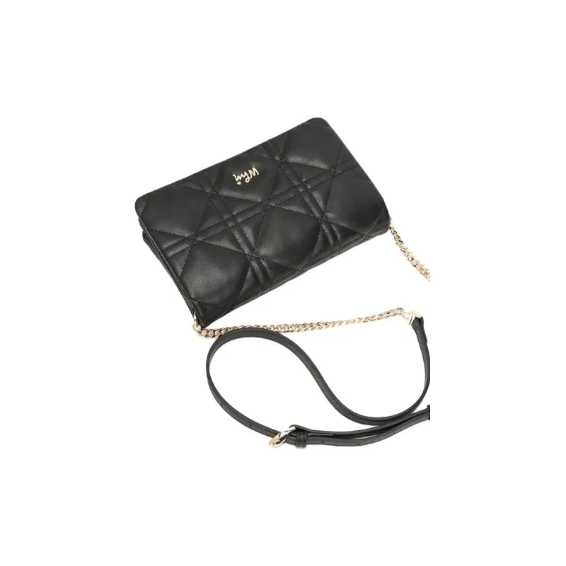 Why Split Cow Leather With Artificial Leather Crossbody Bag, Shoulder Bag Medium Size Women's Black/Ecru-3