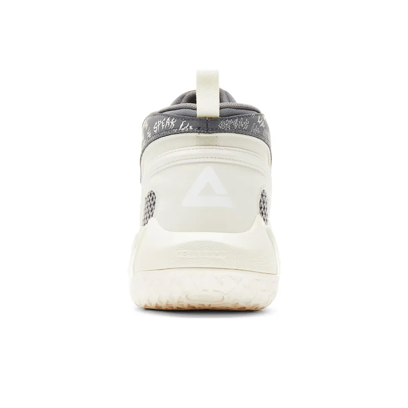 PEAK Cushioned Wear-Resistant Breathable Slip-Resistant High-Top Basketball Shoes Men's Canvas White Gray-4