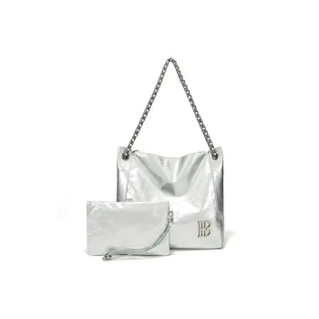 BOSSSUNWEN Italy Imports Cowhides Shoulder Bag Women's Silver/Lake Blue