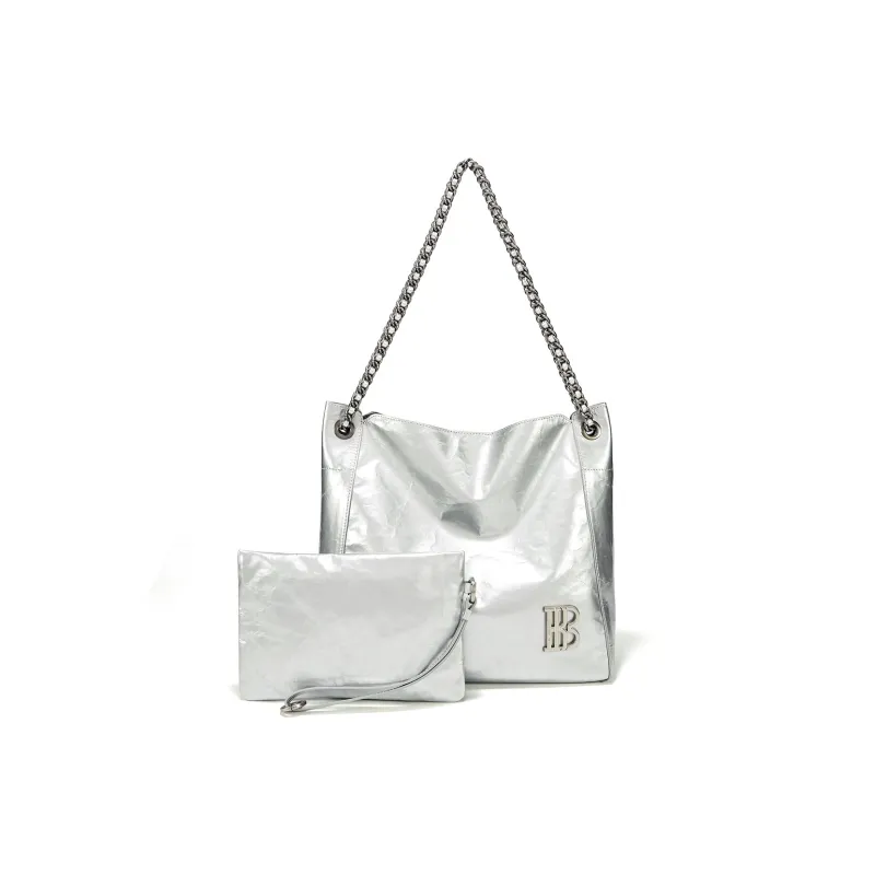 BOSSSUNWEN Italy Imports Cowhides Shoulder Bag Women's Silver/Lake Blue-0