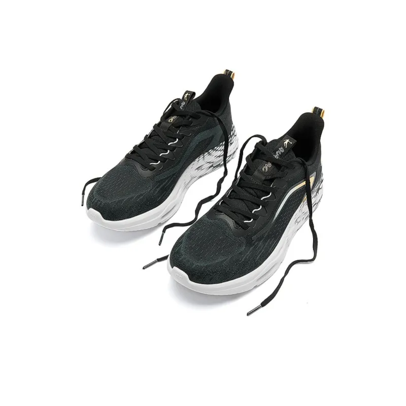 QIAODAN Cushioning And Breathable Low Top Running Shoes Men's Black Orange White-3