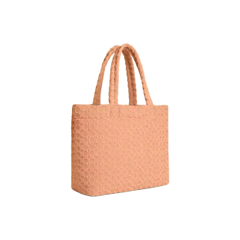 COACH Leather Tote Bag, Shopping Bag, Handbag Tubas Women's Silver & Faded Blush-1
