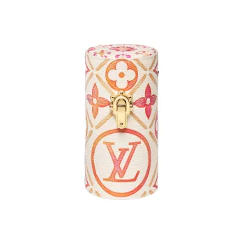 LOUIS VUITTON Monogram Tiles Canvas Perfume Storage Bag Women's Orange & White