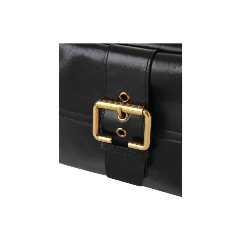Chloe Natural Shiny Buffalo Leather Camera Bag Handbag Shoulder Bag Crossbody Bag Women's Black-4
