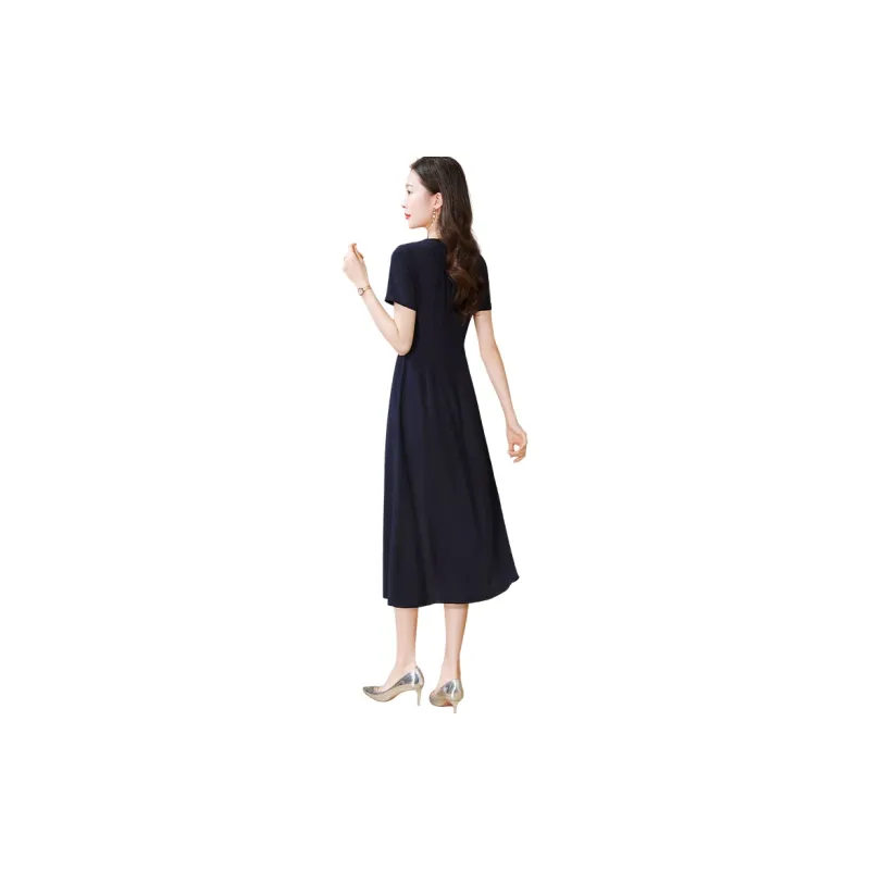 Cypress House Short Sleeved Dress Women's Navy Blue-1