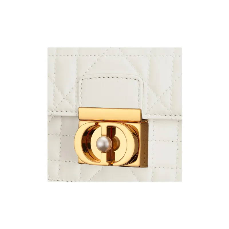 DIOR Cow Leather Shoulder Bag, Crossbody Bag, Handbag Mini Women's Milk White-5