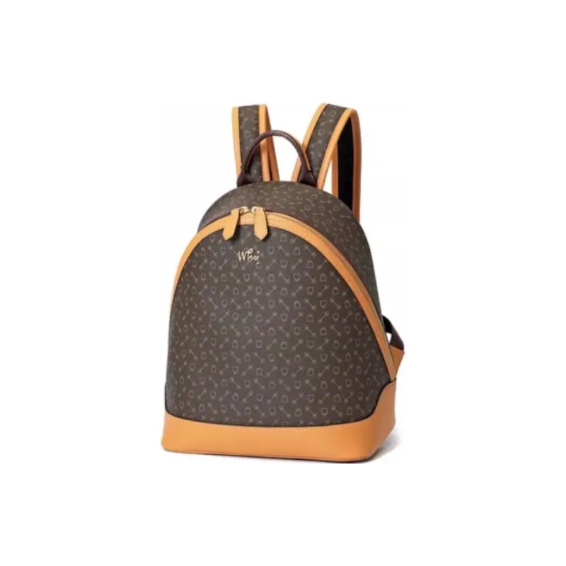 Why Artificial Leather Backpack Large Size Women's Coffee/Apricot-1