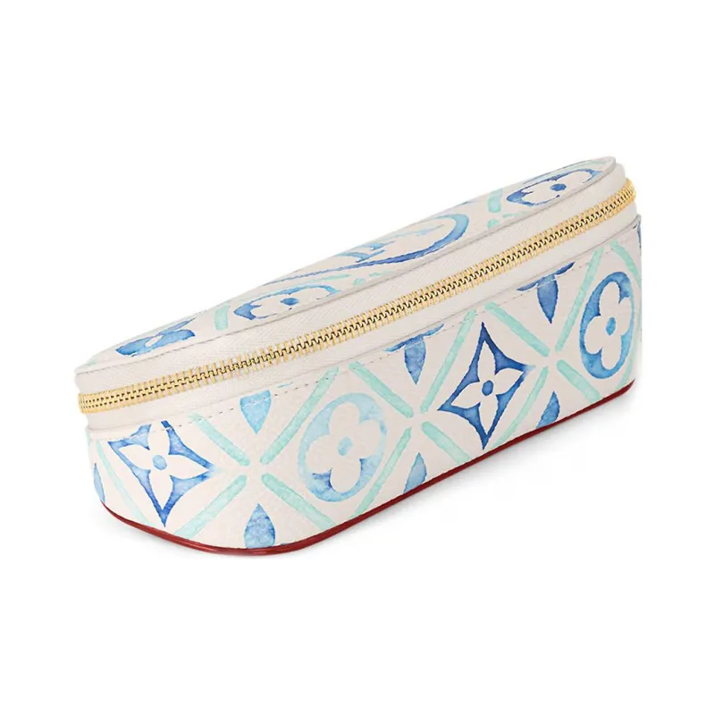LOUIS VUITTON By The Pool Canvas With Calfskin Eyeglass Pouch Tubas Women's Blue & White-1