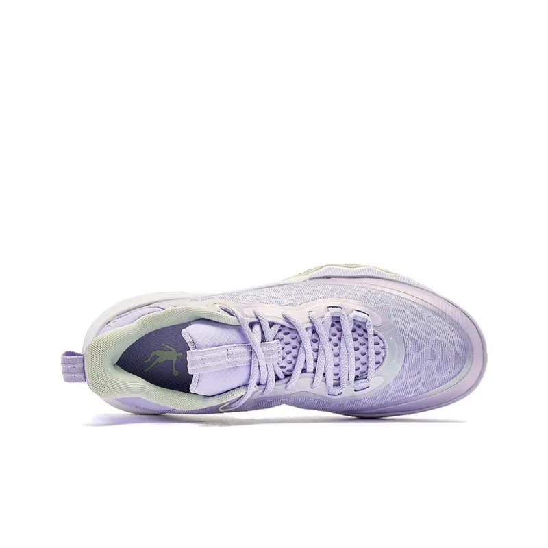 QIAODAN Wind Blade 4 TEAM Slip Resistant Low Top Basketball Shoes Men's Purple Green-3