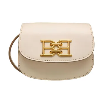 BALLY Cowhide Leather Shoulder Bag Crossbody Bag Women's Ecru