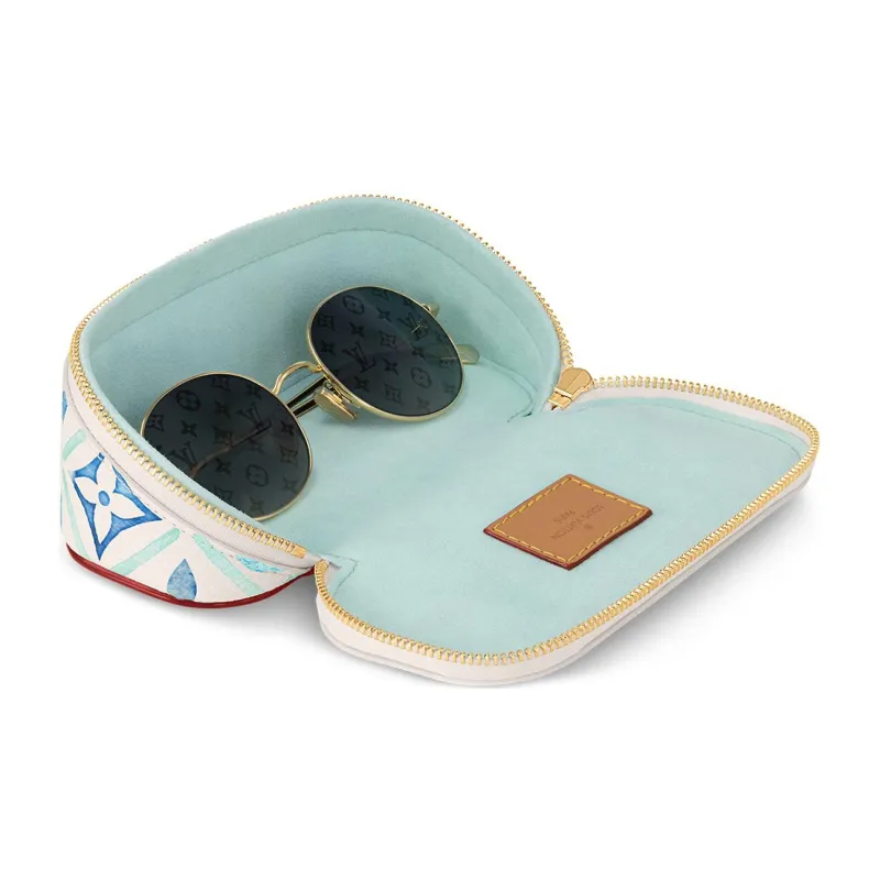 LOUIS VUITTON By The Pool Canvas With Calfskin Eyeglass Pouch Tubas Women's Blue & White-2