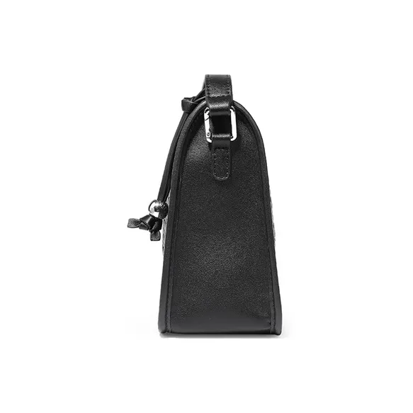Teenmix Cow Leather With Synthetic Leather Shoulder Bag Medium Size Women's Black/Space Silver/Ecru-3