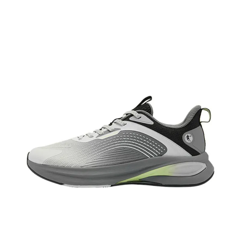 QIAODAN Cushioning Lightweight Low Top Running Shoes Men's Gray Yellow-0