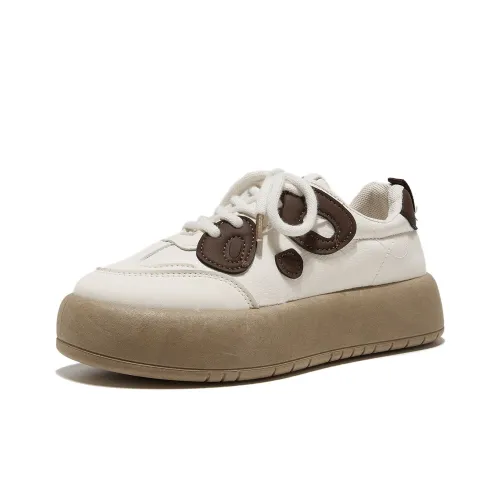 Komanic Panda Versatile Platform White Sneakers Low Top Skateboard Shoes Women's