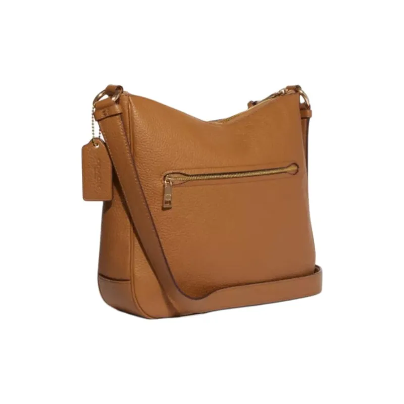 COACH Ellie Refined Pebble Pattern Leather Handbag, Shoulder Bag, Crossbody Bag Medium Size Women's Brown-1
