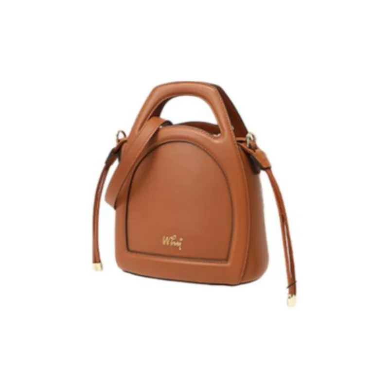 Why Cow Leather Crossbody Handbag Small Size Women's Caramel/Black/Ecru-1