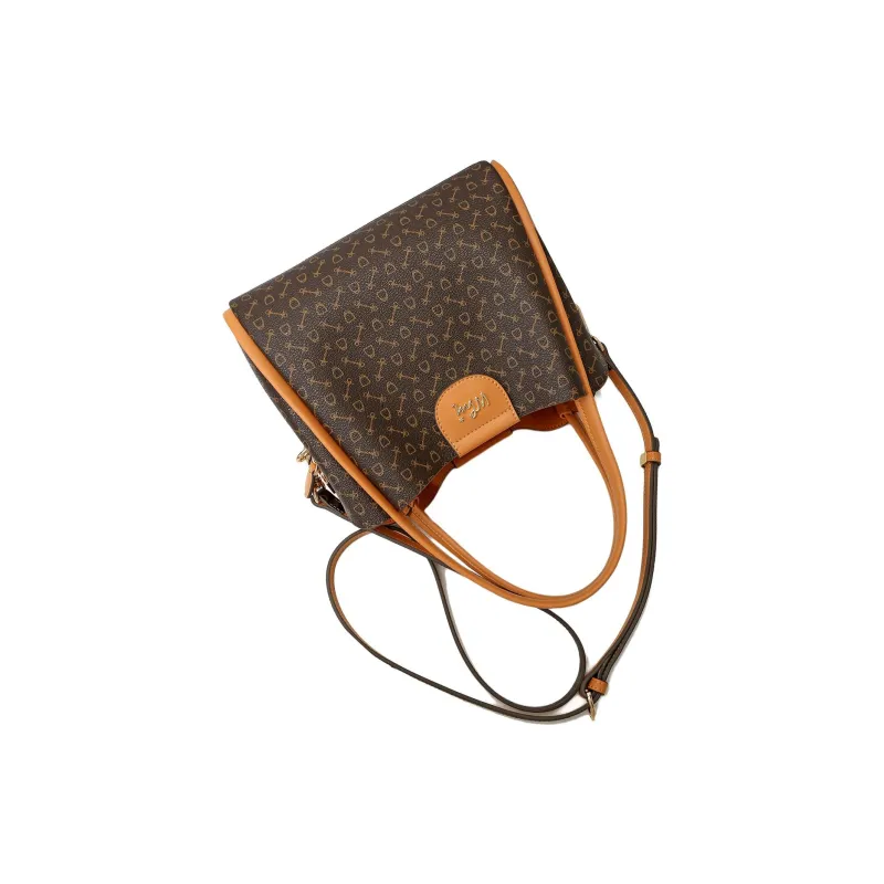Why Artificial Leather Crossbody Handbag Medium Size Women's Coffee/Apricot-3