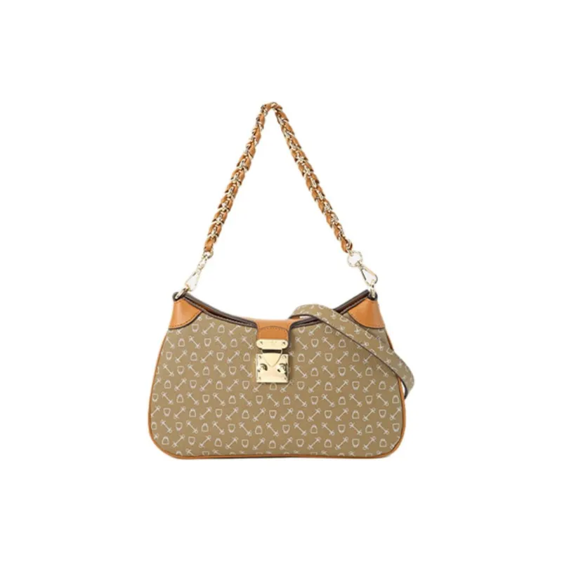 Why Artificial Leather Handbag, Shoulder Bag Medium Size Women's Milk Tea/Coffee & Black-0