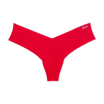 Victoria's Secret PINK NO-SHOW HIGH-LEG THONG PANTY / Pin Up Red Underpants Women's 1 Pack Red Pin