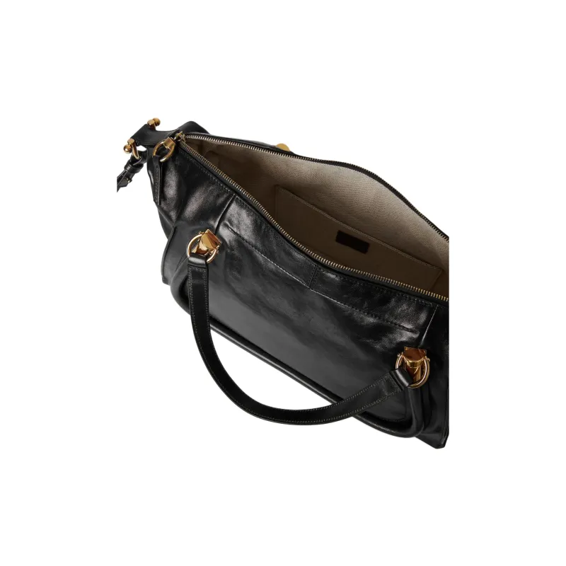 Chloe Natural Shiny Calfskin Portable Crossbody Bag, Shoulder Bag Women's Black-3