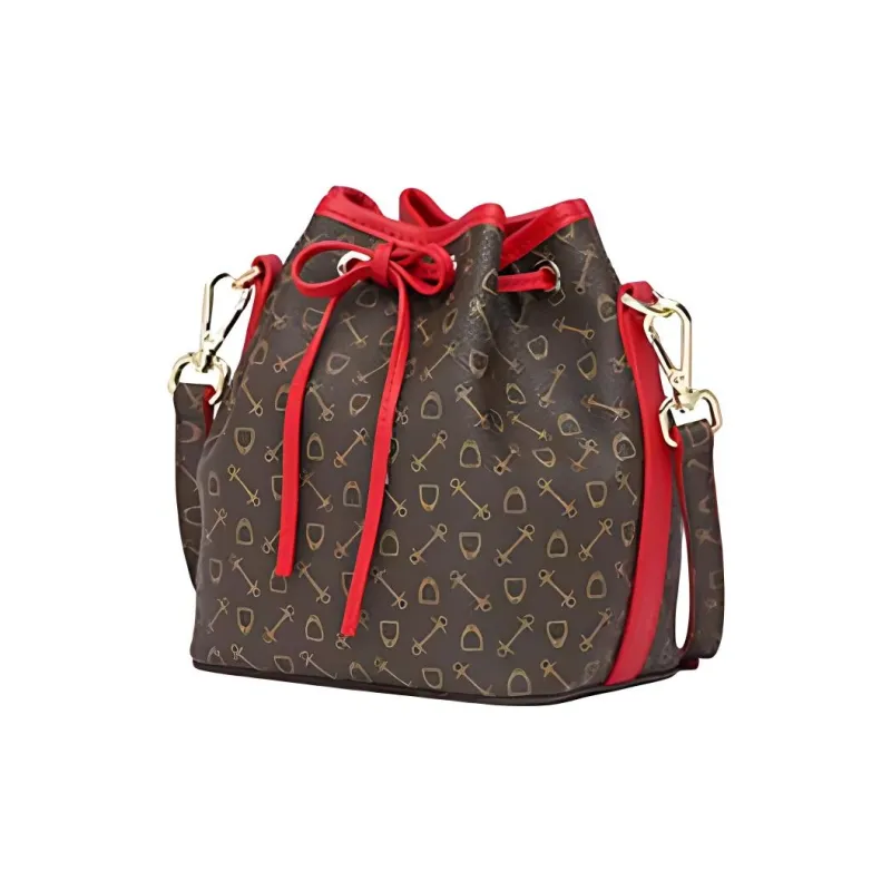 Why Artificial Leather Shoulder Bag Small Size Women's Apricot/Coffee/Coffee & Red-17