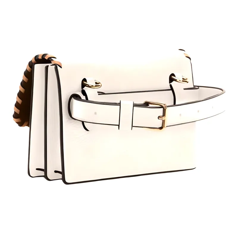 COACH Foldover Cow Leather Fanny Pack Sling Bag Women's White-1