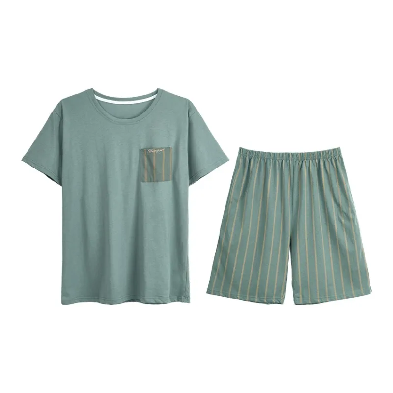 XIN1BU Pajama Set Men's Gray Green-0