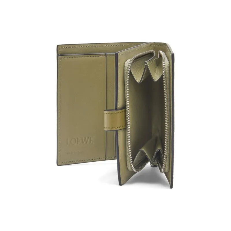LOEWE Soft Grain Calfskin Wallet Women's Abyss Blue & Olive Green-3