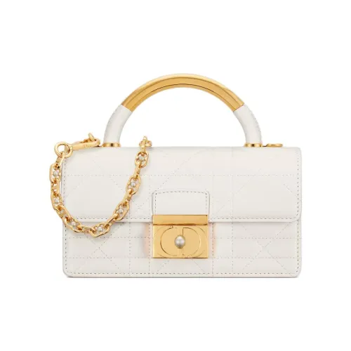 DIOR Cow Leather Shoulder Bag, Crossbody Bag, Handbag Mini Women's Milk White