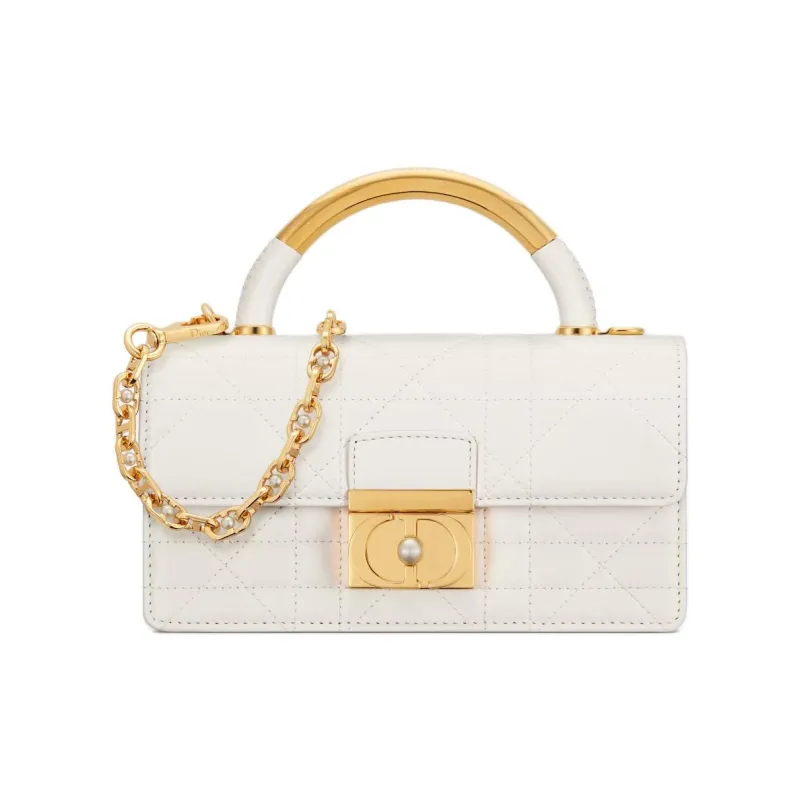 DIOR Cow Leather Shoulder Bag, Crossbody Bag, Handbag Mini Women's Milk White-0