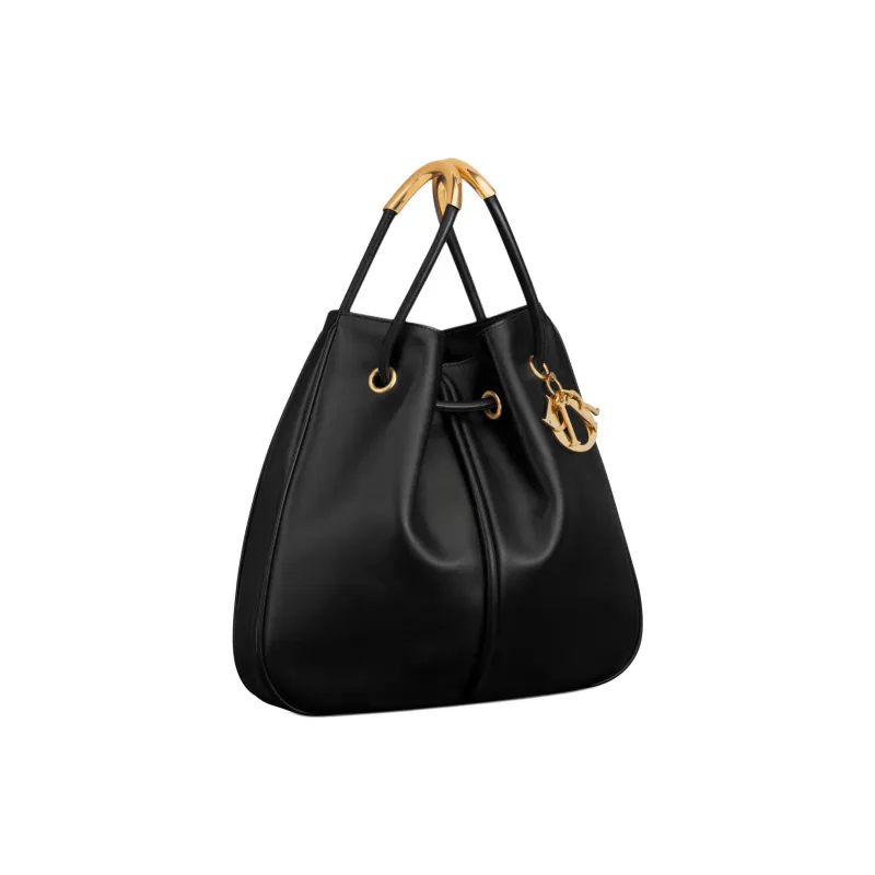 DIOR Calfskin Shoulder Bag Crossbody Bag Handbag Large Size Women's Black-1