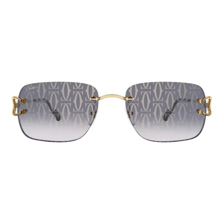 CARTIER Acetate Square Sunglasses Unisex Gold-1
