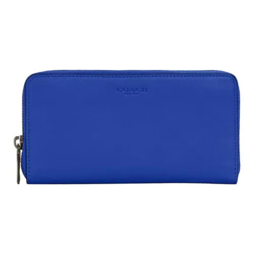 COACH Accordion Wallet Sports Calfskin Wallet Small Size Men's Sports Blue