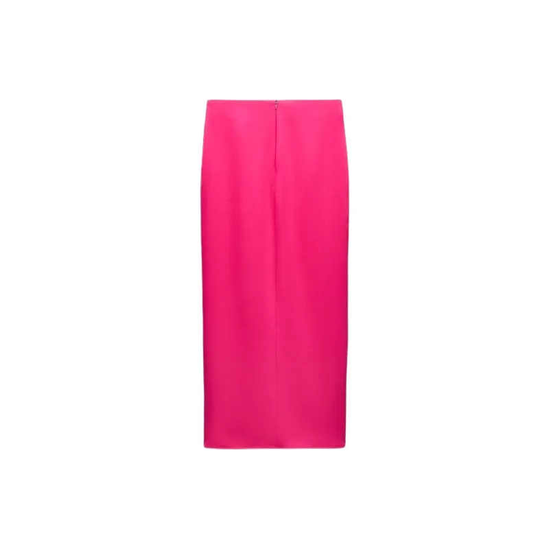 ZARA Casual Long Skirts Women's Dark Purple Red-1