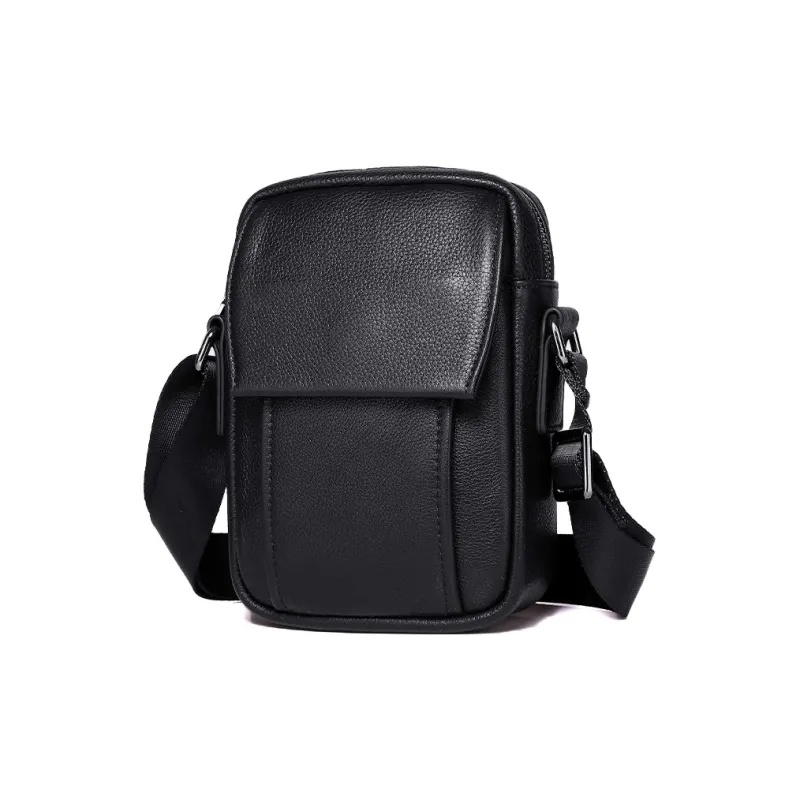 DOSRFINI Genuine Leather Fashion Trend Medium Size Men's Black-1