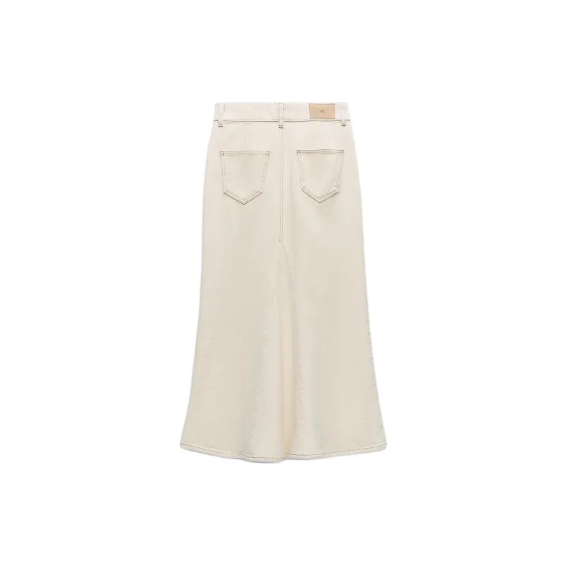 ZARA Denim Long Skirts Women's White-1